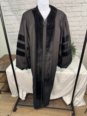 Herff Jones Doctoral Gown Size 52 Black Velvet PhD EdD Faculty Regalia